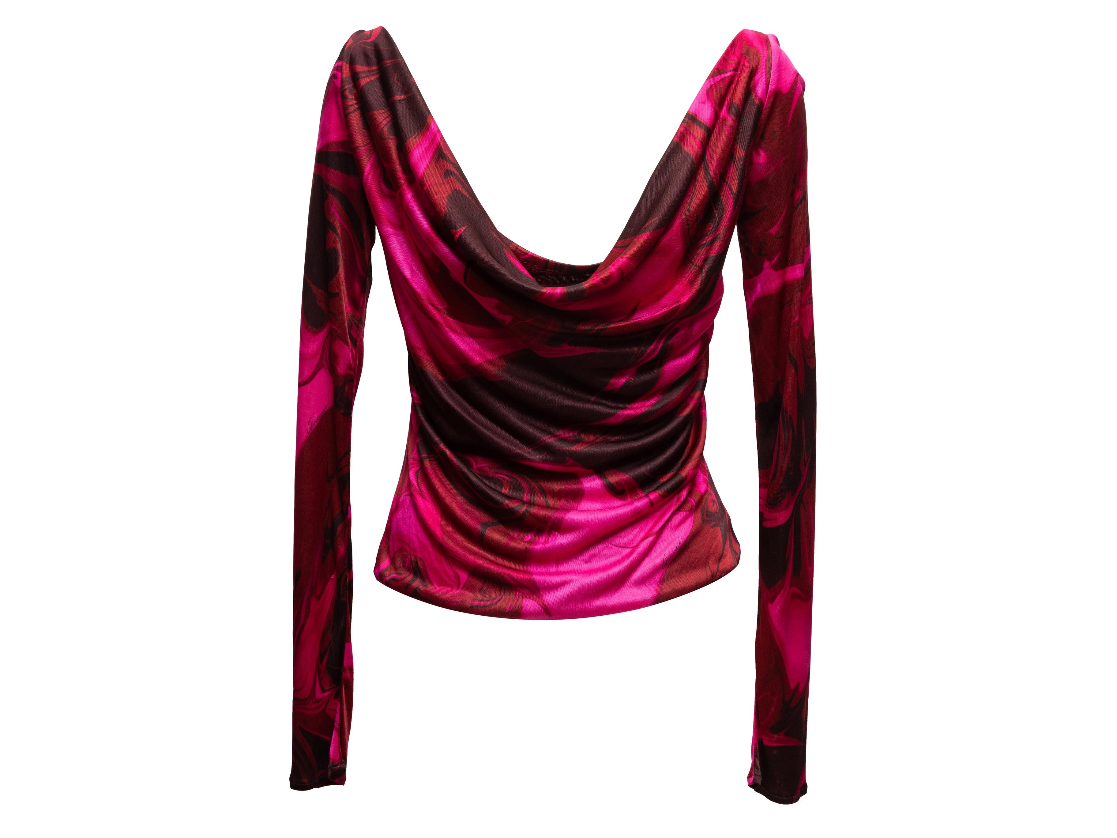 Red & Black Gucci Swirl Print Long Sleeve Top Size IT 40 In Good Condition For Sale In New York, NY