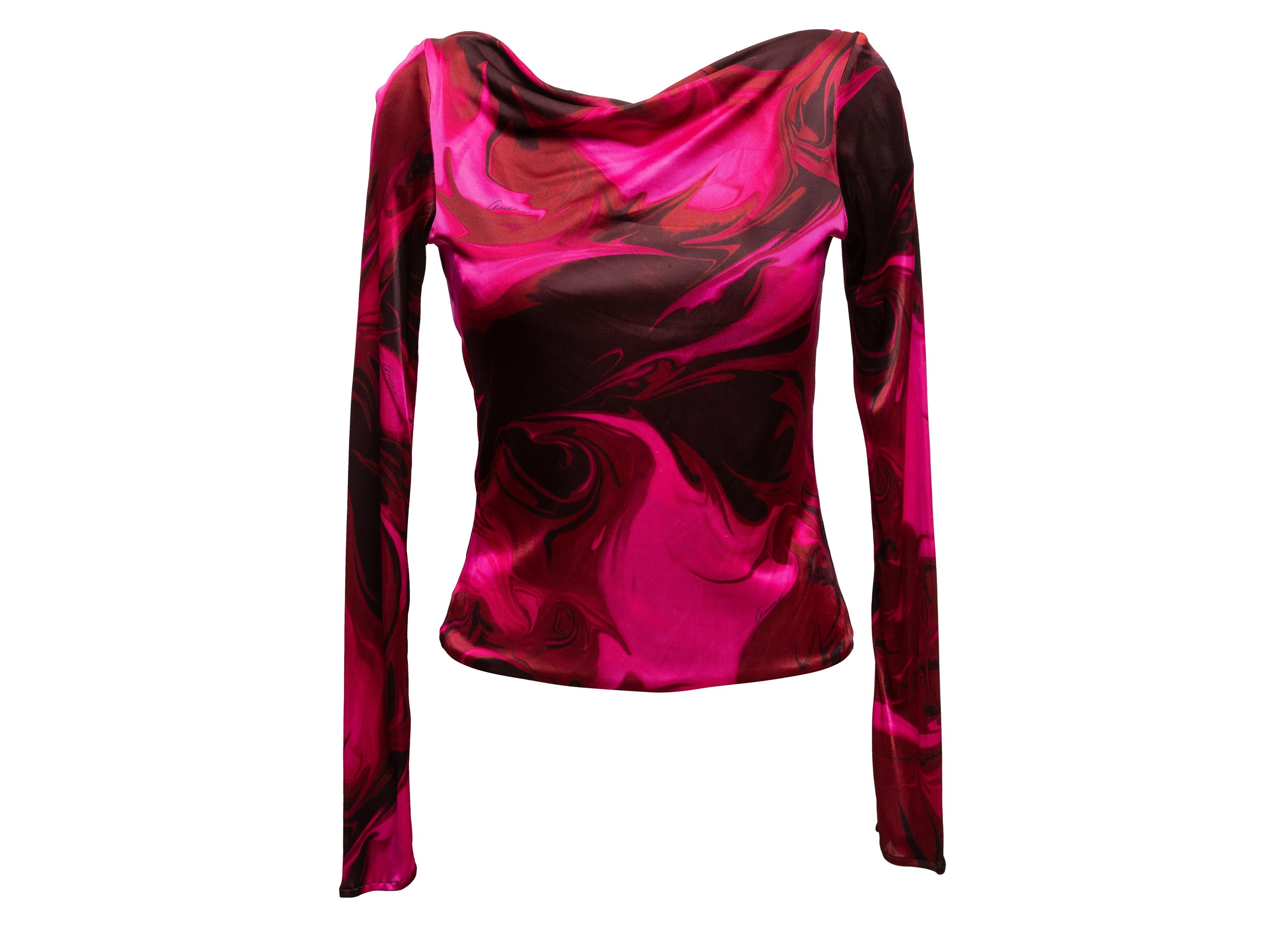 Red & Black Gucci Swirl Print Long Sleeve Top Size IT 40 For Sale