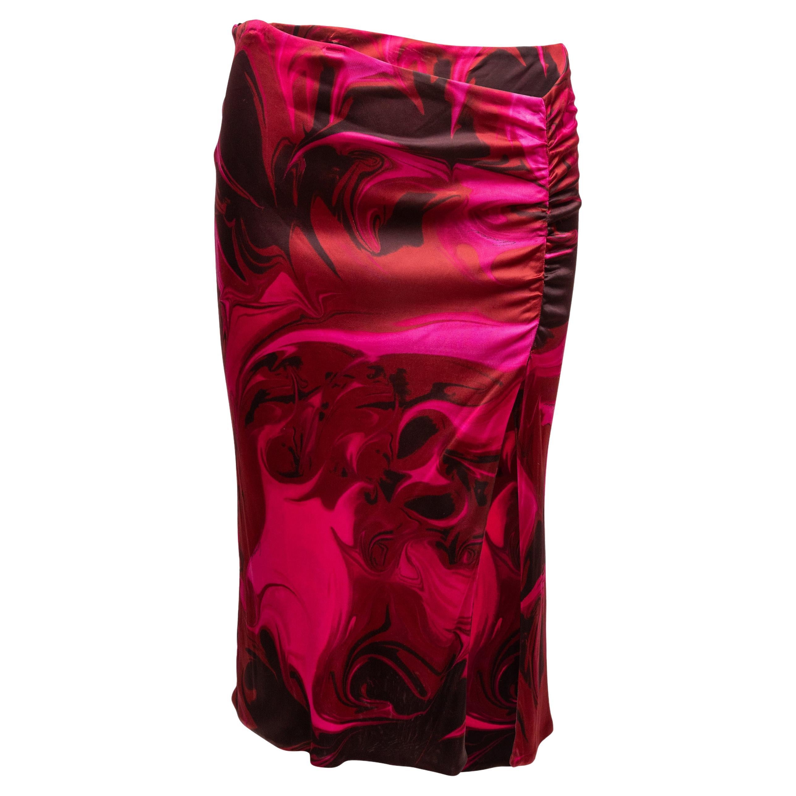 Red & Black Gucci Swirl Print Skirt Size IT 40