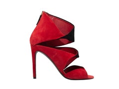 Sandalias de tacón recortadas rojas y negras Louis Vuitton talla 37