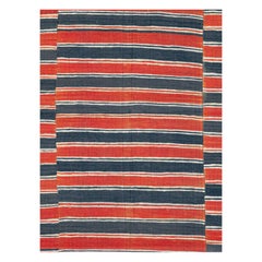 Red & Black Mid-20th Century Handmade Turkish Flat-Weave Kilim Accent Rug