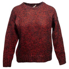 Red & Black Miu Miu Virgin Wool & Mohair Melange Knit Sweater Size IT 36