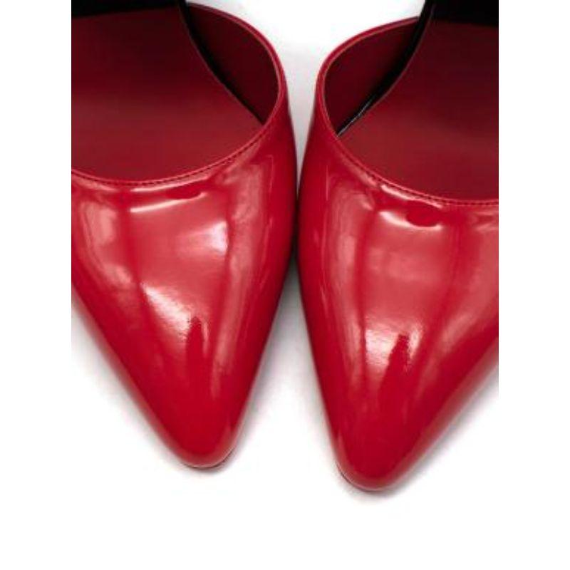 Red & Black Patent Calfskin Cut-Out Booties For Sale 2