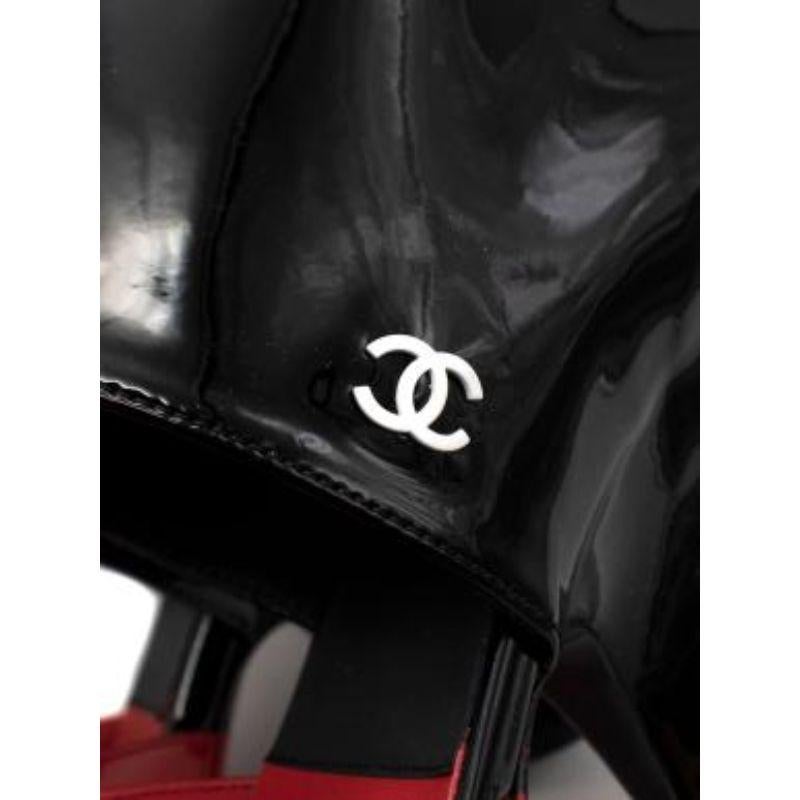 Red & Black Patent Calfskin Cut-Out Booties For Sale 3
