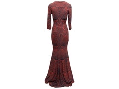 Red & Black Roberto Cavalli Leopard Print Evening Dress Size IT 46