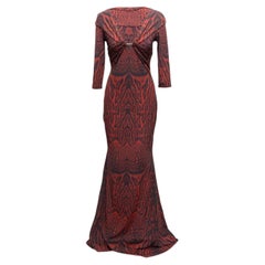 Red & Black Roberto Cavalli Leopard Print Evening Dress Size IT 46