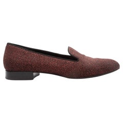 Saint Laurent Red & Black Glitter Loafers