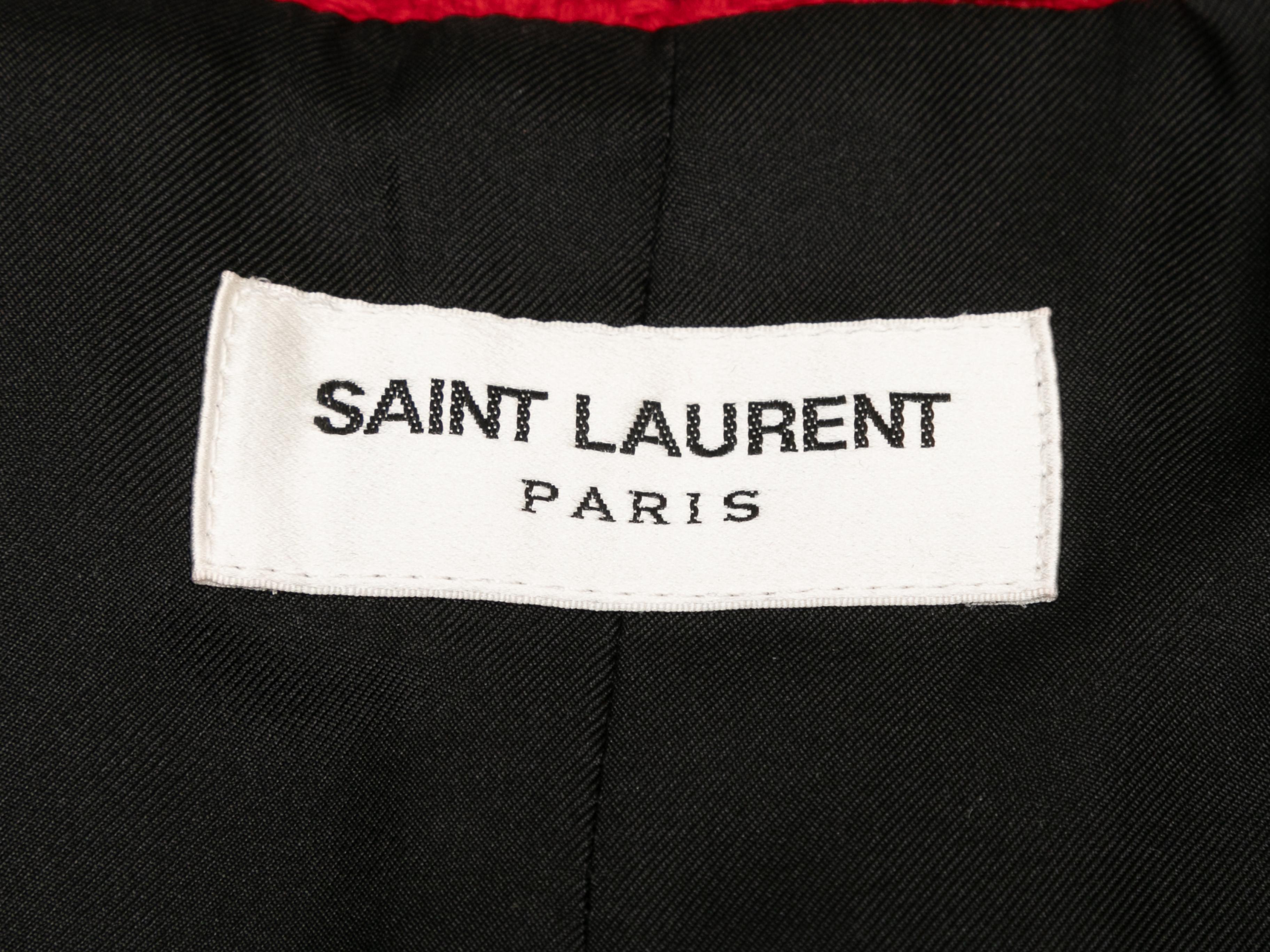 Red & Black Saint Laurent Longline Wool Tweed Jacket Size US S For Sale 2