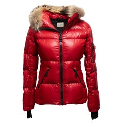 Red & Black Sam. Fur-Trimmed Hooded Puffer Jacket Size US S