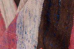 Red Black Striped Moroccan with Kilim Pile