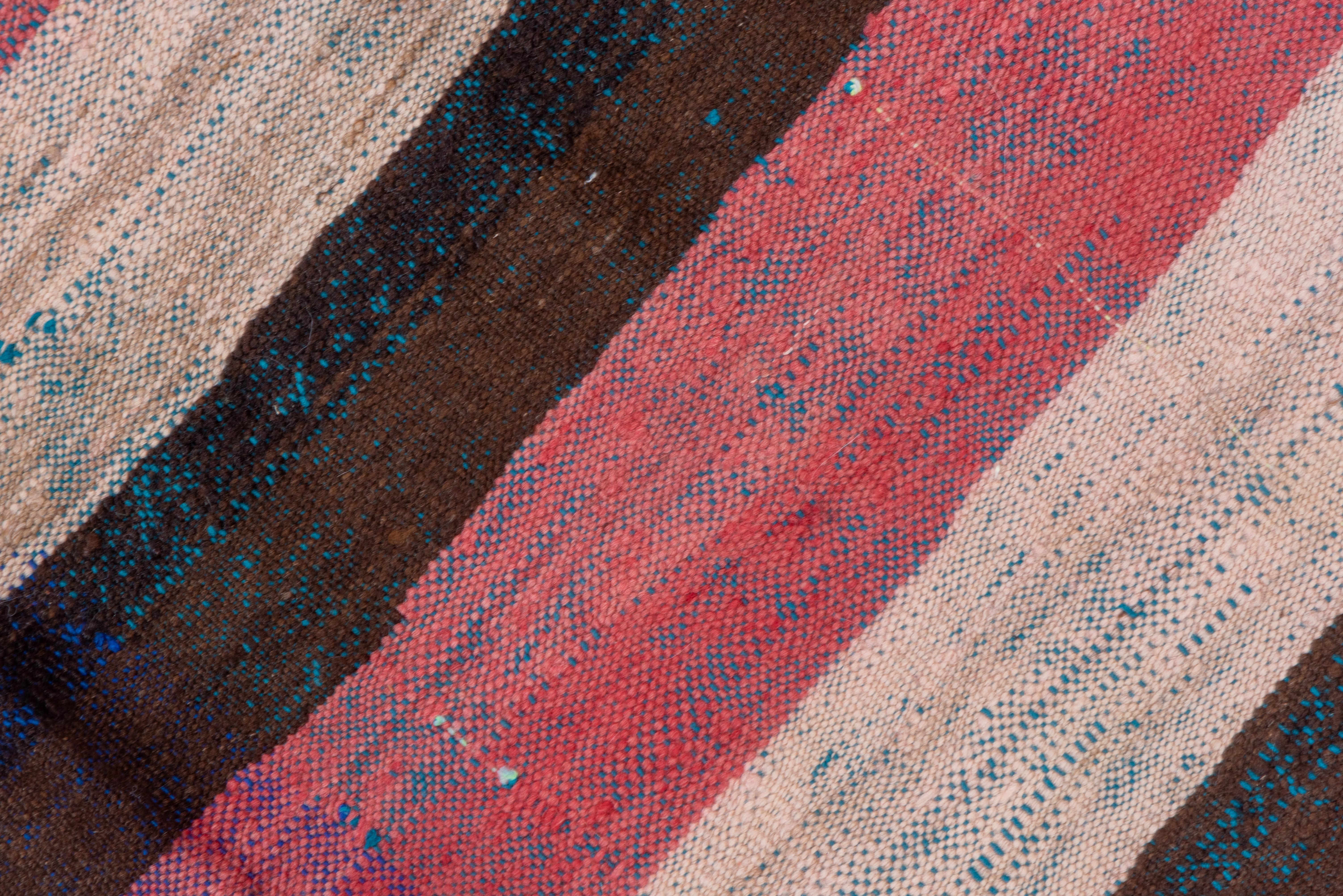 Red Black Striped Moroccan with Kilim Pile In Distressed Condition For Sale In New York, NY