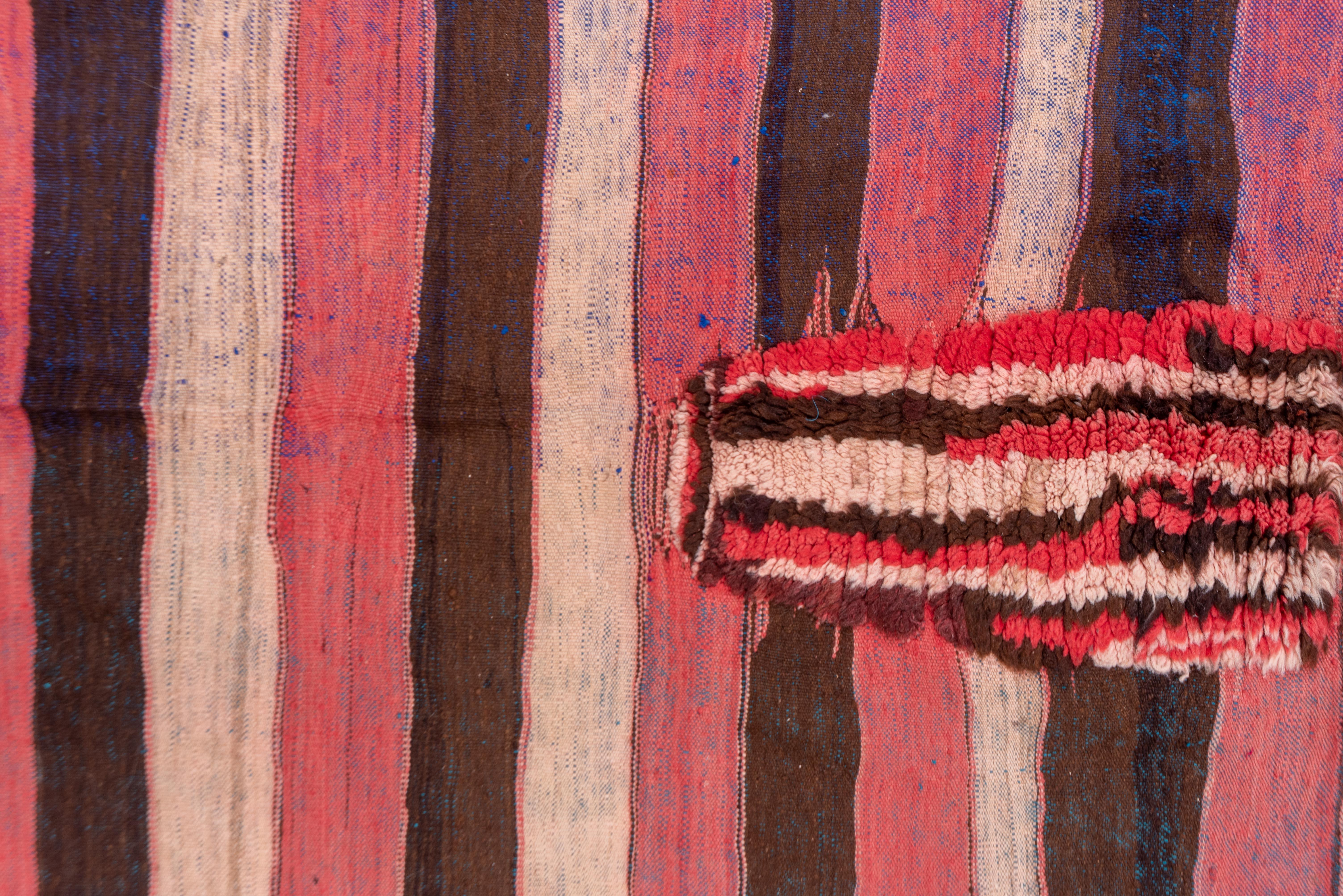 20th Century Red Black Striped Moroccan with Kilim Pile For Sale