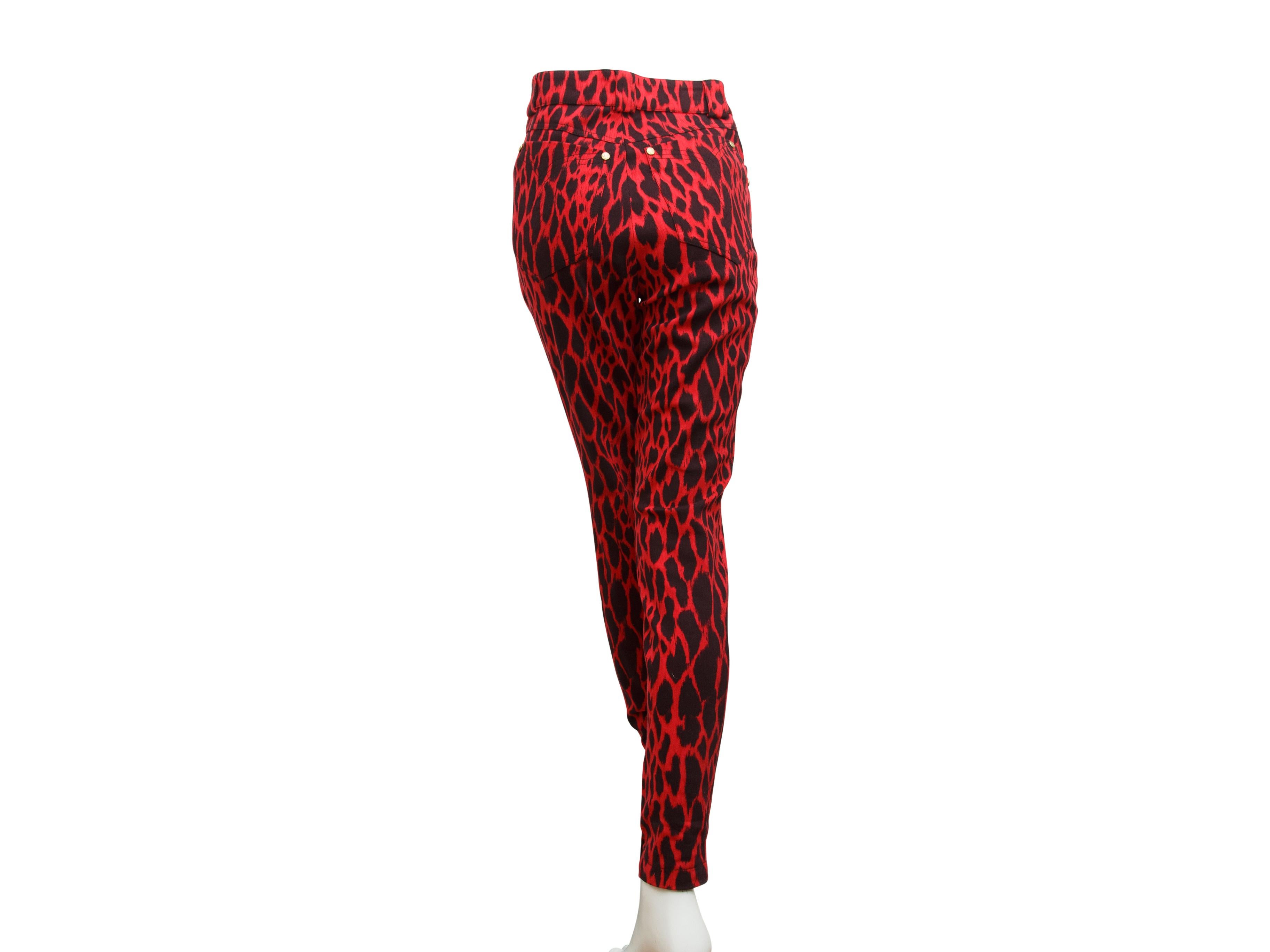 Women's Red & Black Vintage Gianni Versace Couture Printed Jeans