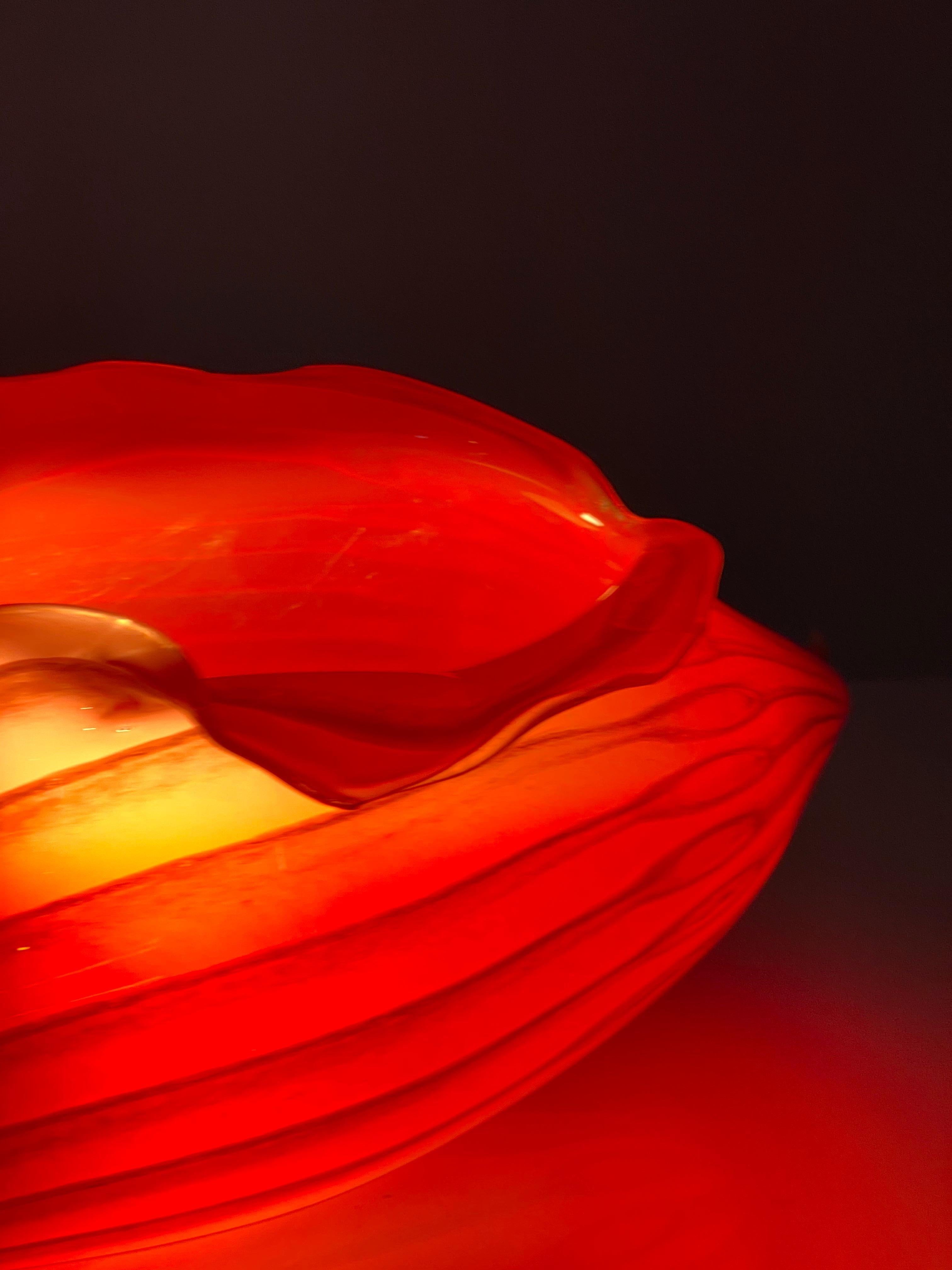 Lampe de table ou lampe suspendue en verre soufflé rouge, 21e siècle par Mattia Biagi en vente 1