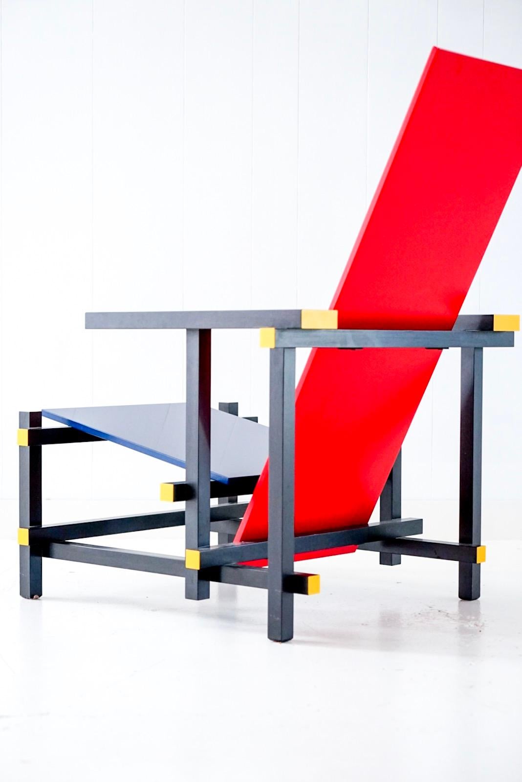Red Blue Armchair by Gerrit Rietveld for Cassina, Signed 1996 Production 4