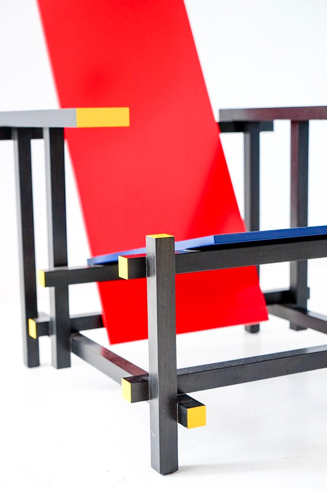 Red Blue Armchair by Gerrit Rietveld for Cassina, Signed 1996 Production 5