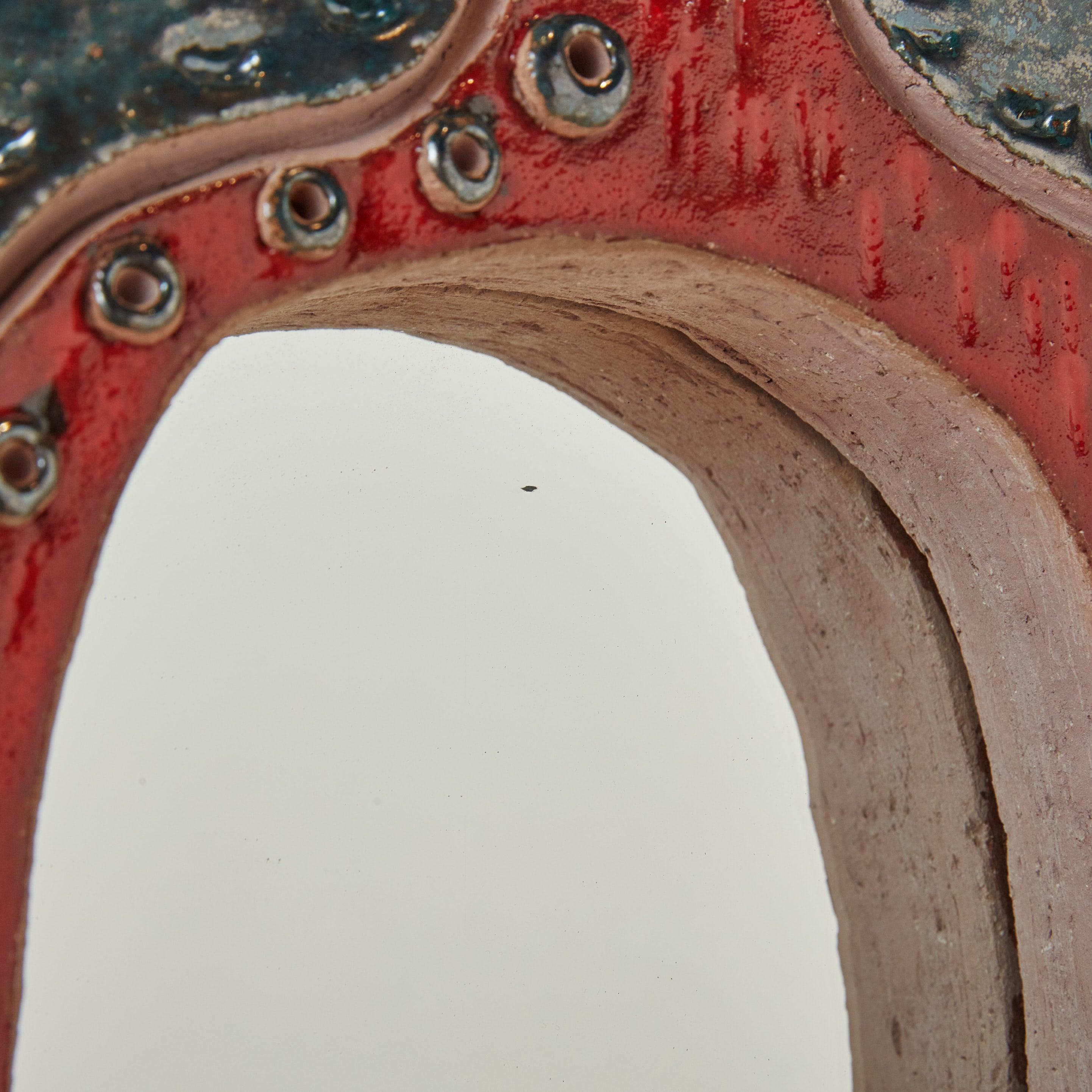 Céramique Miroir en céramique rouge et bleue de Nathalie Soufflet, France 21e siècle en vente