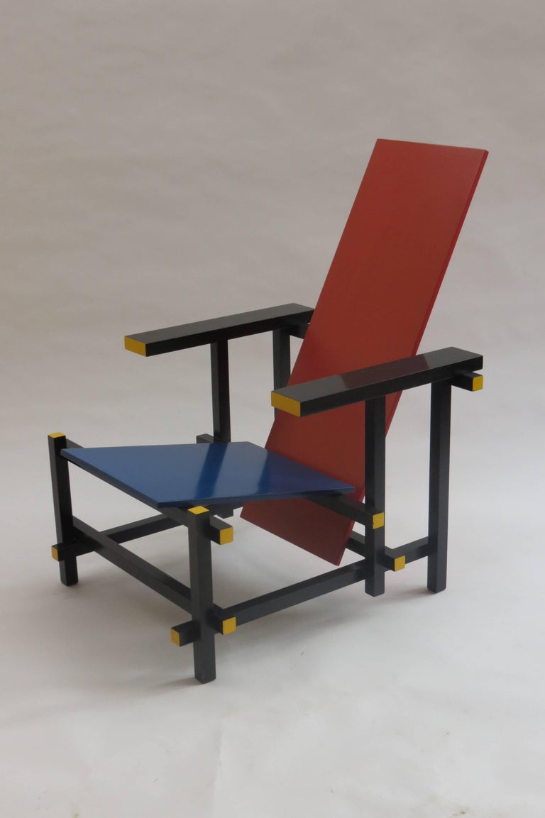Red Blue Chair by Gerrit Rietveld for Cassina at 1stDibs