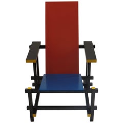 Roter und blauer Stuhl von Gerrit Rietveld für Cassina