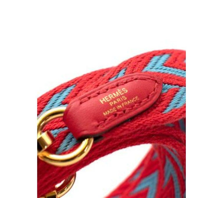 Hermes Red & Blue Chevron Bag Strap GHW In Excellent Condition For Sale In London, GB