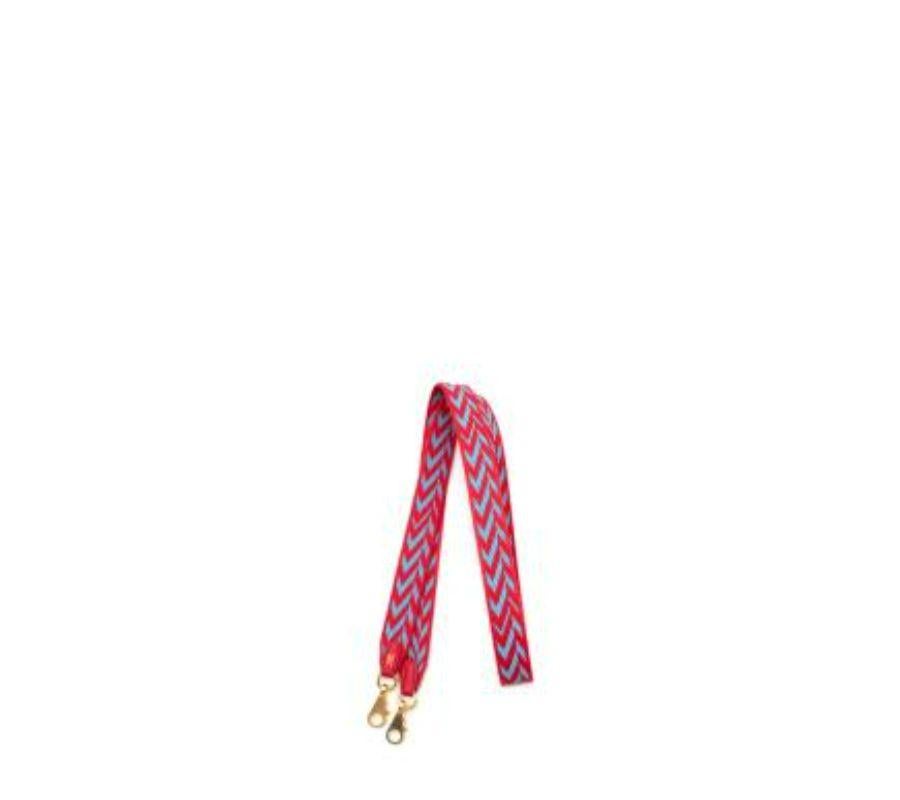 red and blue purse strap