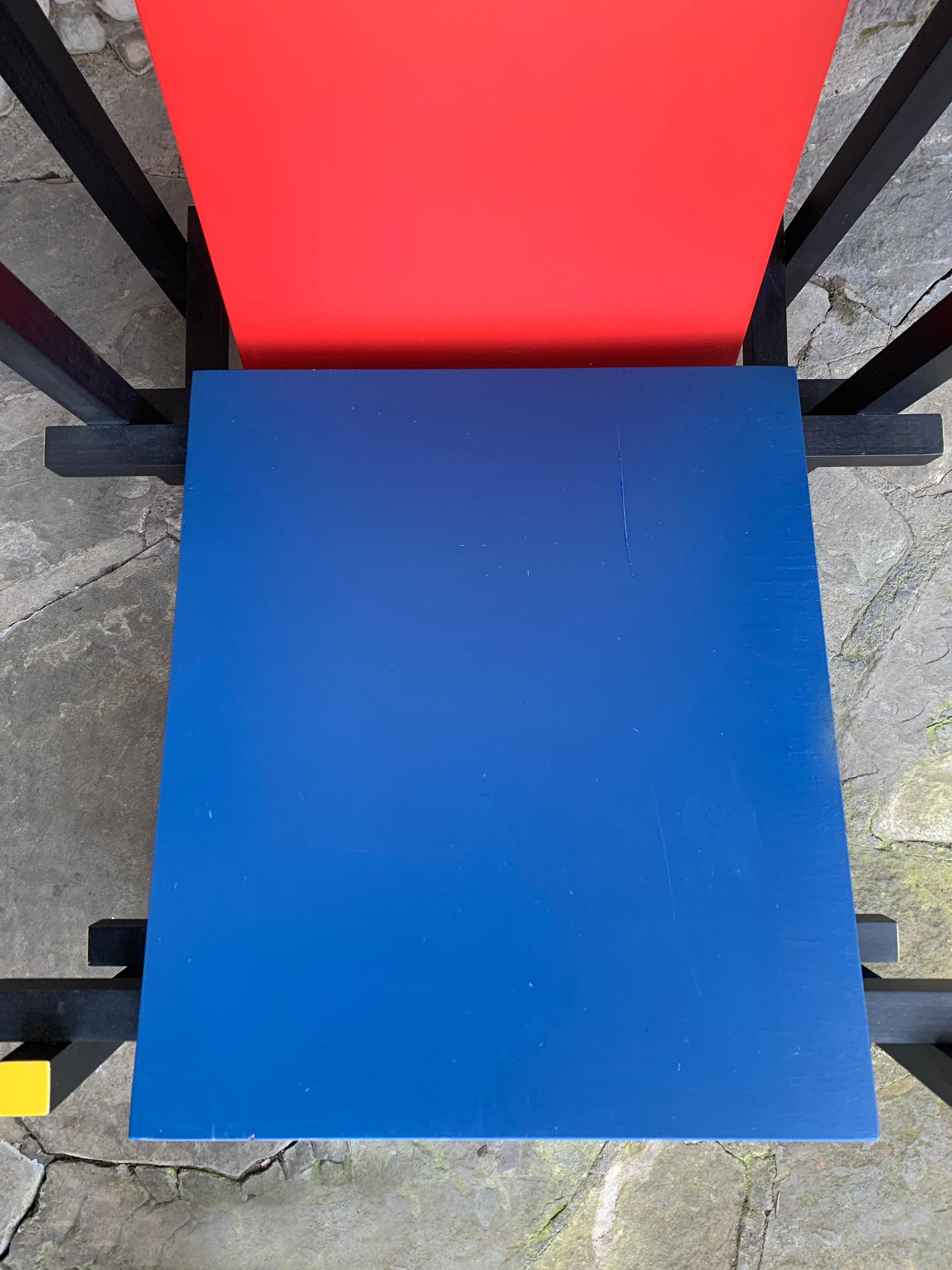 De Stijl-Sessel in Rot & Blau von Gerrit Rietveld, Vintage 1970-80er Jahre im Angebot 8