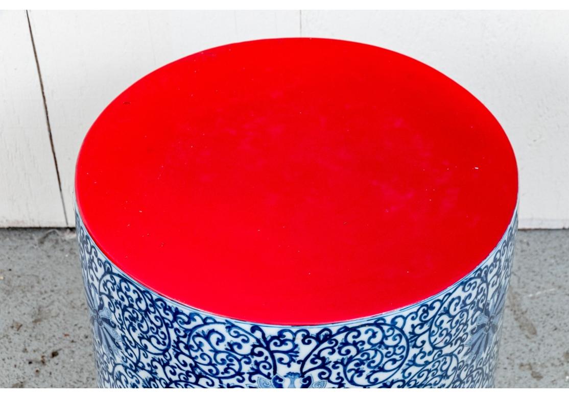 Rot & Blau Floral Keramik Garten Sitz (Chinoiserie) im Angebot
