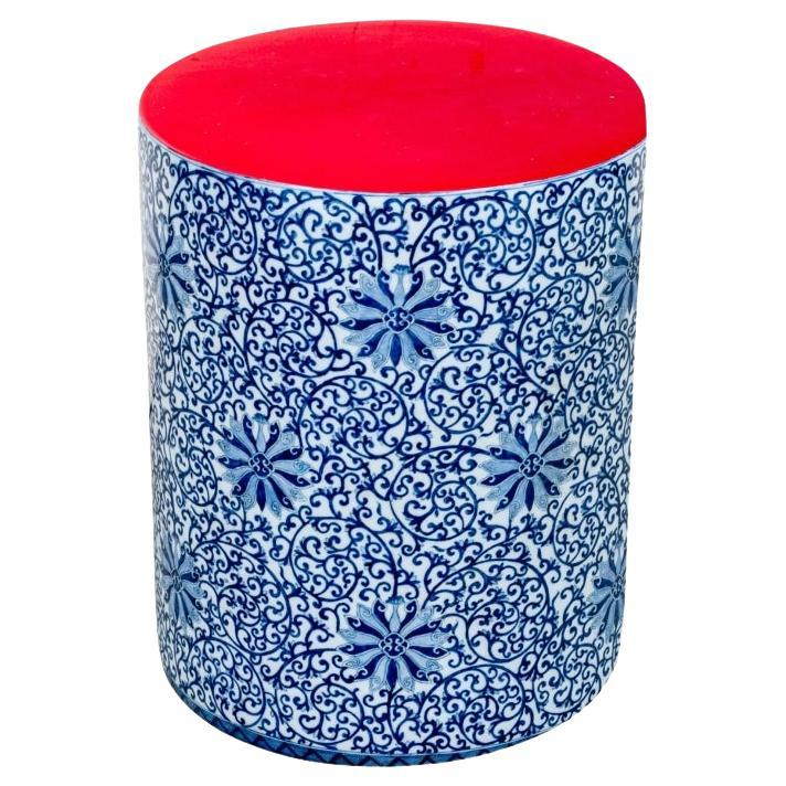 Siège de jardin en poterie floral rouge et bleu