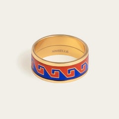 Bague Kilim peinte à la main en acier inoxydable plaqué or avec émail au feu