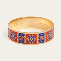 Kilim Bangle Hand Painted Gold Plated Stainless Steel with Fire Enamel