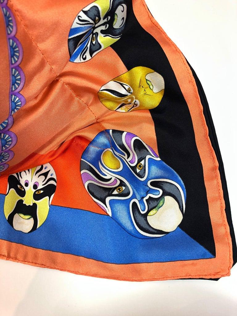 Women's or Men's Red, Blue, Orange, Lilac, Green and Yellow Versace Silk Scarf Upholstered Pillow For Sale