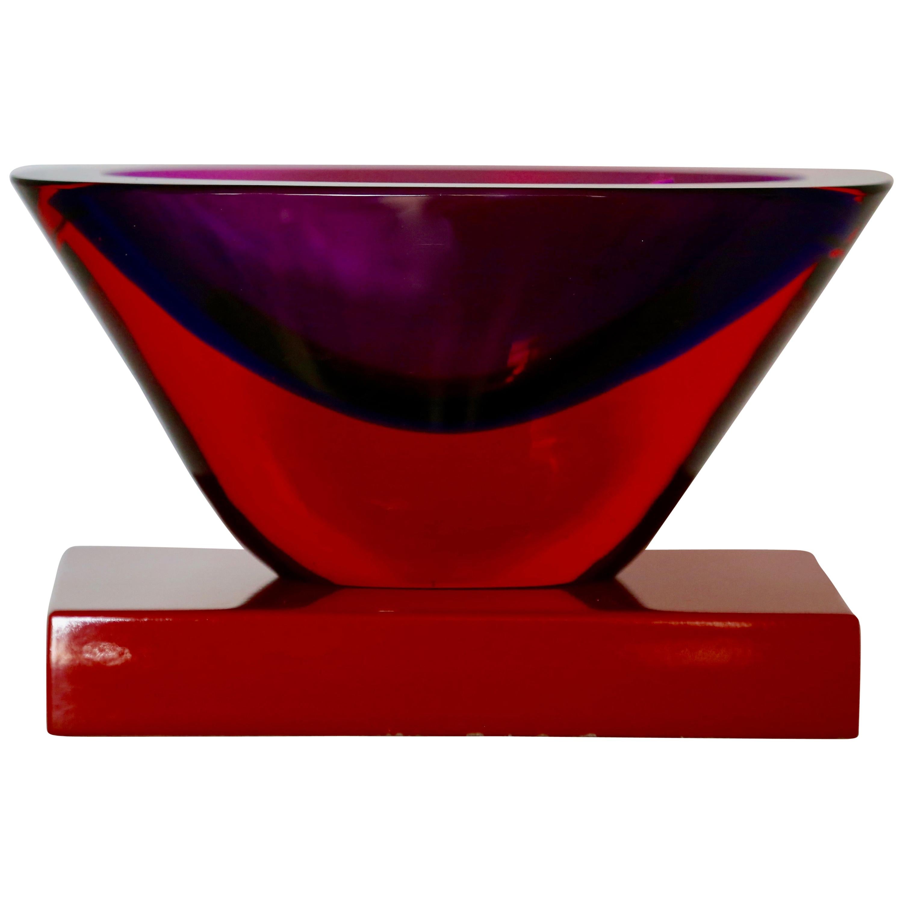 Red Blue Purple Sommerso Vase by Flavio Poli, Italy, 1960 For Sale