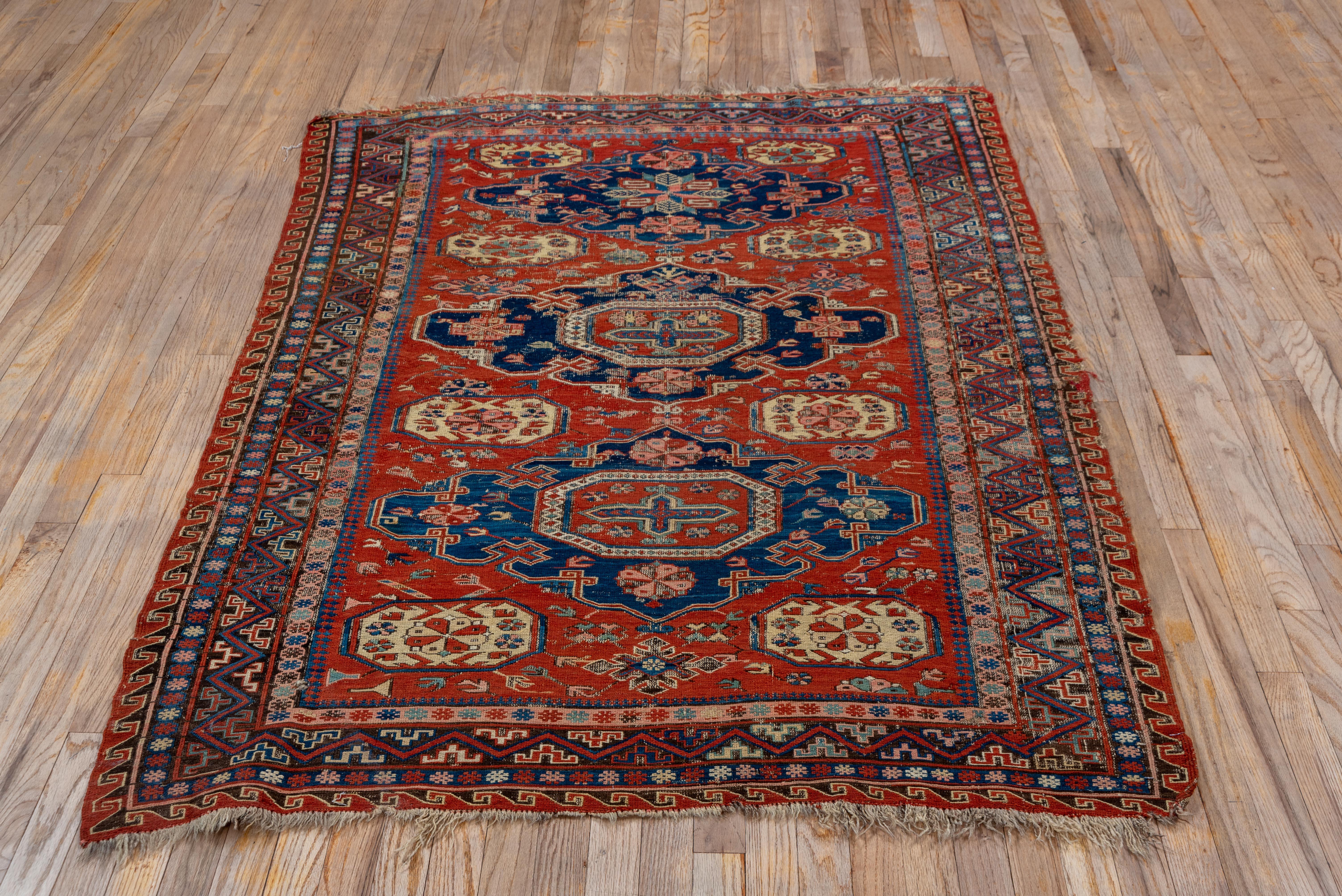 Red Blue Royal Medallion with Florets Throughout - Sumak For Sale 1