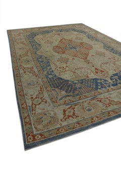 Red & Blue Turkish Finewoven Wool Oushak Rug 9'10" x 13'8"
