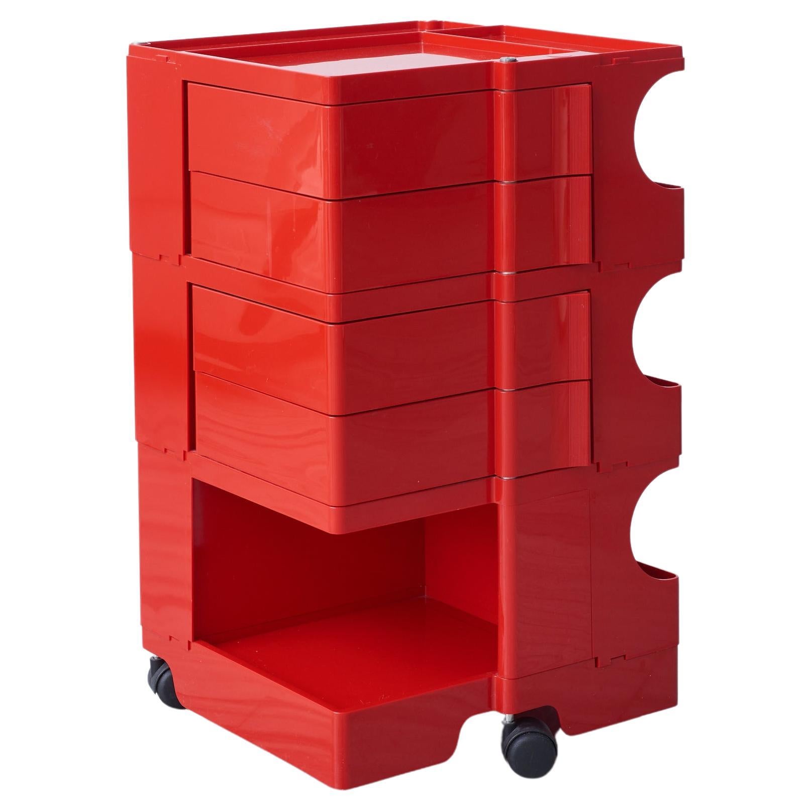 Roter Boby-Rollwagen von Joe Colombo für Bieffeplast im Angebot