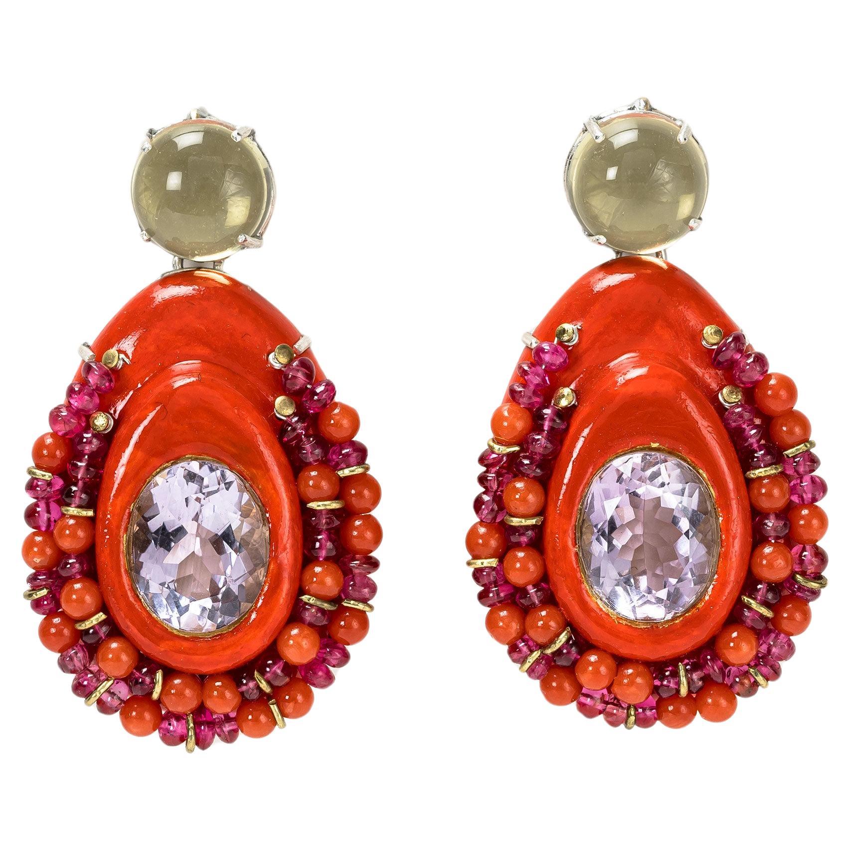 Red Bodyfurnitures Earrings Coral Citrines For Sale