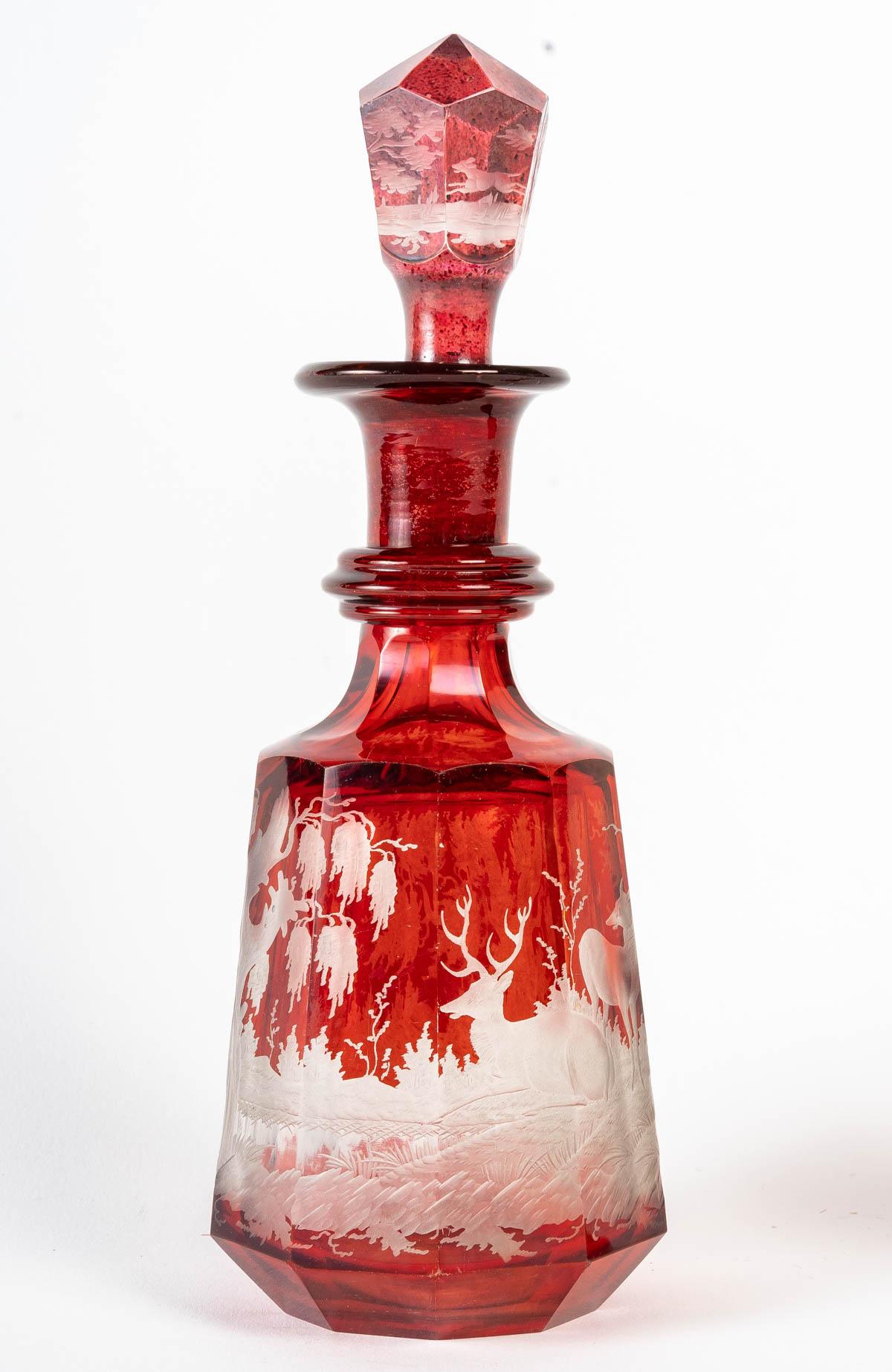 Late 19th Century Red Bohemian Crystal Service Set, 19th Century For Sale
