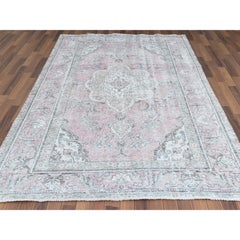 Red Bohemian Old Zoroastrian Tebraz Medallion Design Hand Knotted Oriental Rug