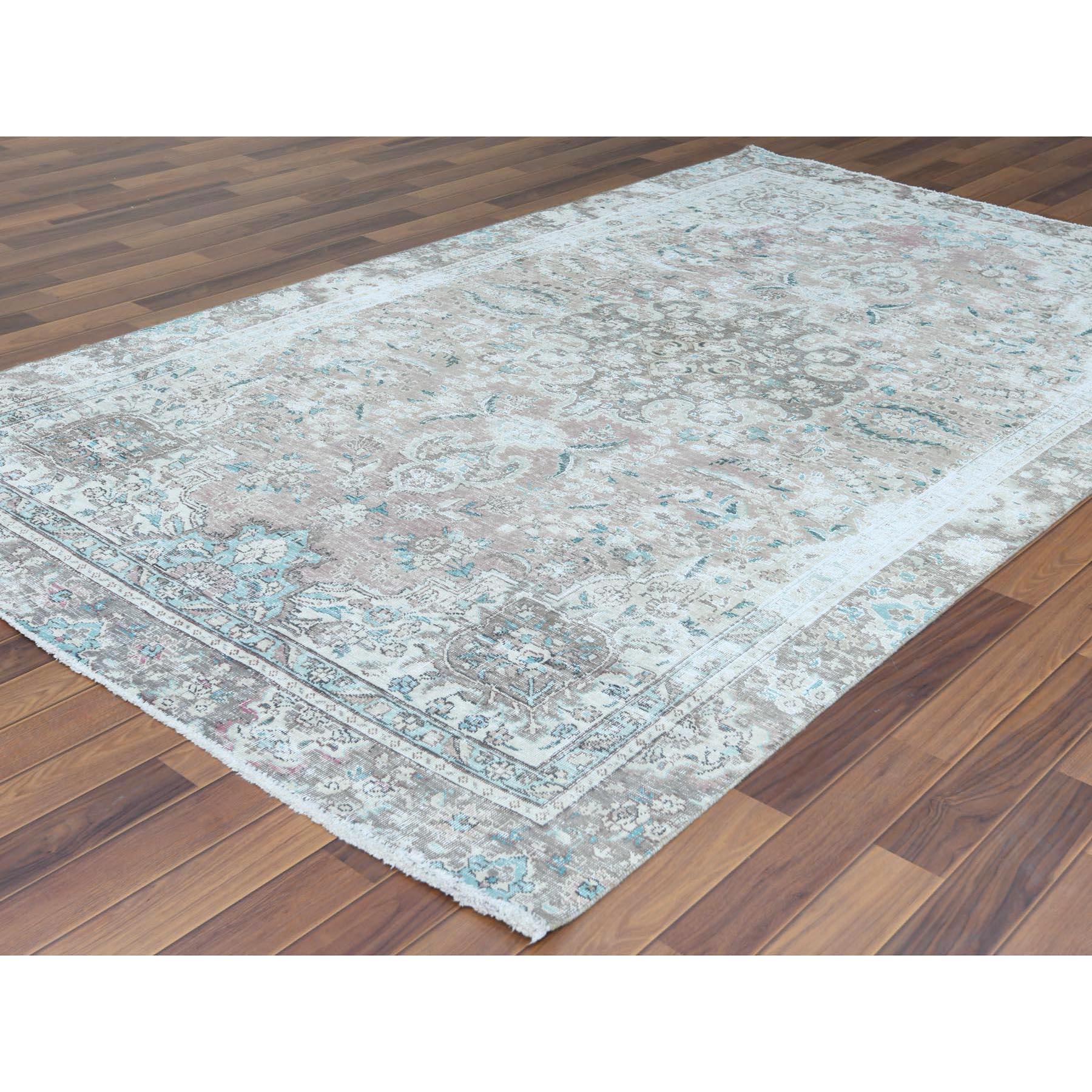 Hand-Knotted Red Bohemian Vintage Look Persian Tabriz Medallion Hand Knotted Pure Wool Rug For Sale