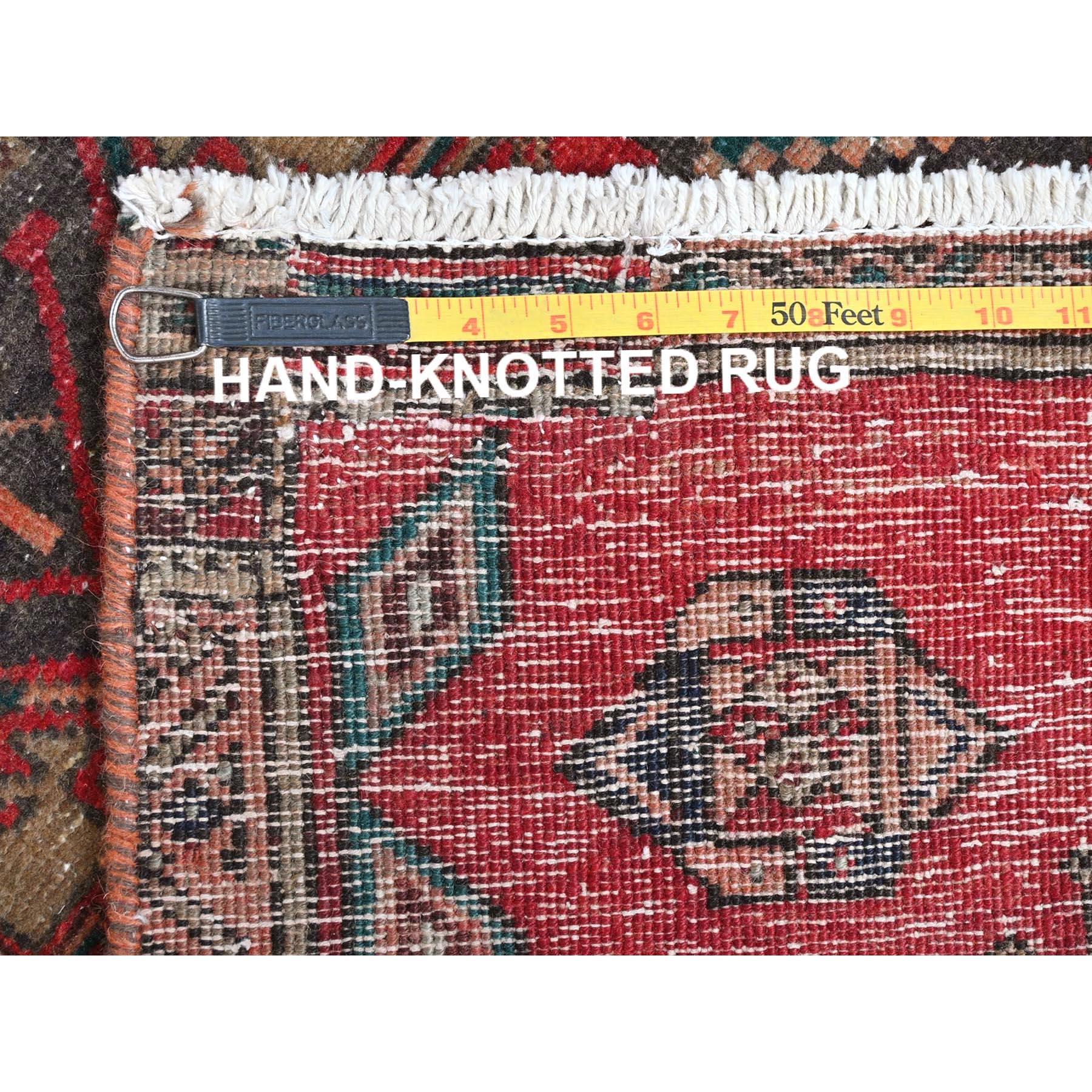 Red Bohemian Vintage Northwest Persian Abrash Clean Hand Knotted Wool Runner Rug 1