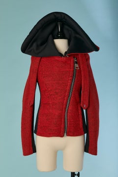 Red boiled wool and black technical fabric jacket JEAN-CHARLES de CASTELBAJAC