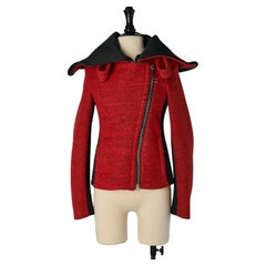 Red boiled wool and black technical fabric jacket JEAN-CHARLES de CASTELBAJAC