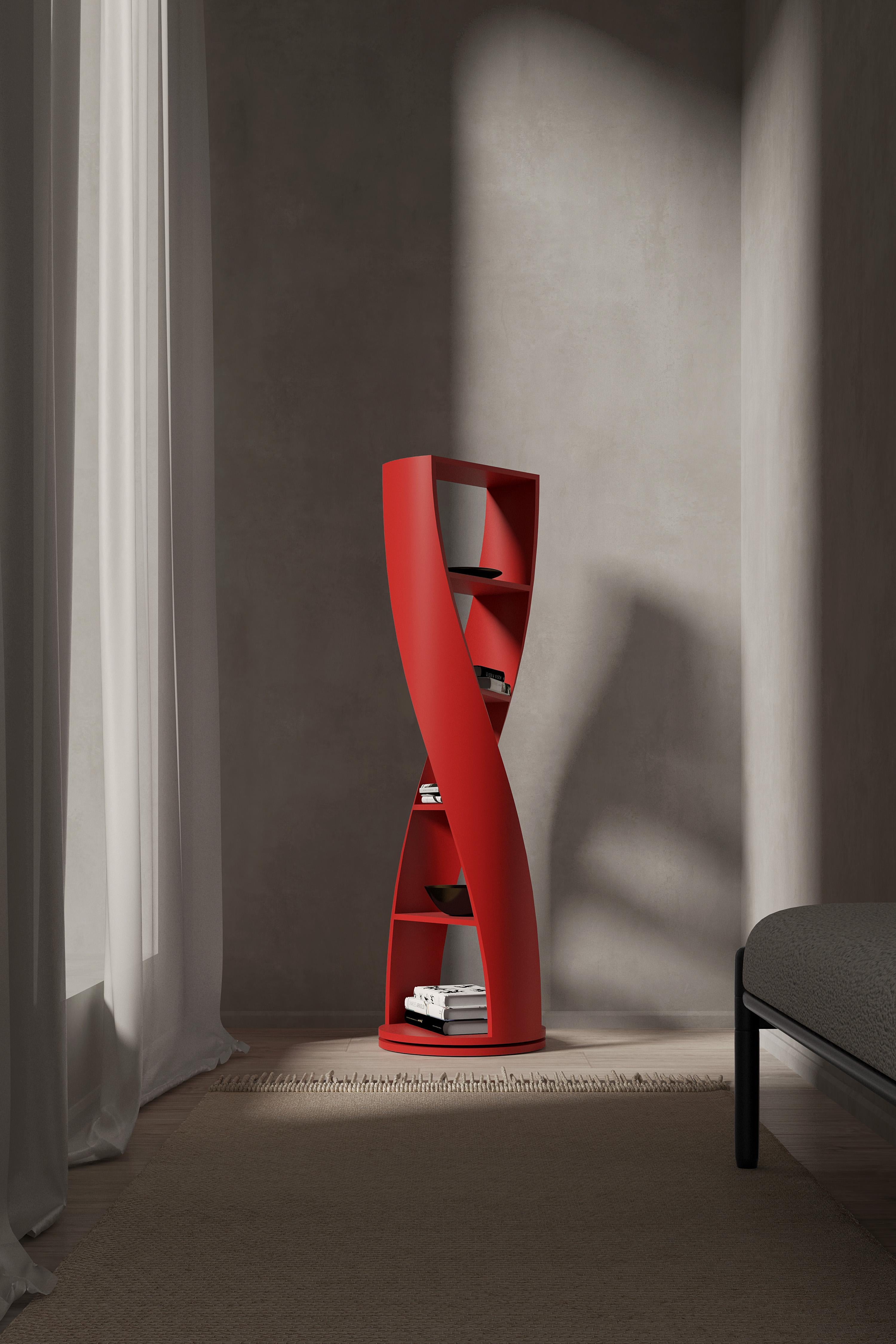 MYDNA is a chic and contemporary storage system inspired by the DNA concept: both by its sophisticated double helix shape, and by the metaphorical statement that everything you place on it defines a significant part of your personal identity. MYDNA