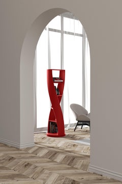 MYDNA, Bookshelves, Standing Shelf, Shelving Unit in Red Finish by Joel