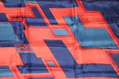 Red Border with Multicolor Abstract ZigZag Scarf