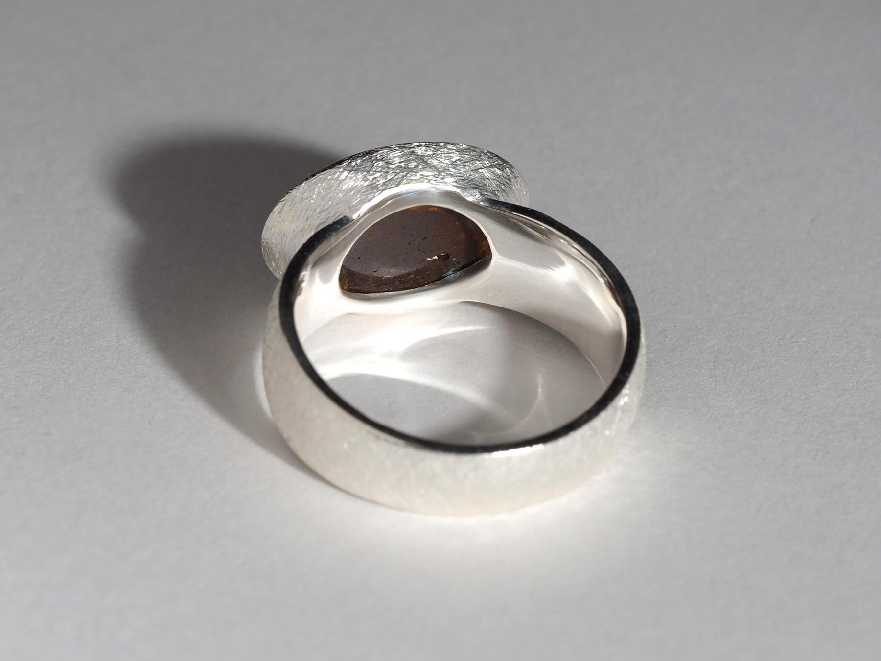 Red Boulder Opal silver ring Fine Opal Anniversary Gift wedding Ring 4.21 carat For Sale 4