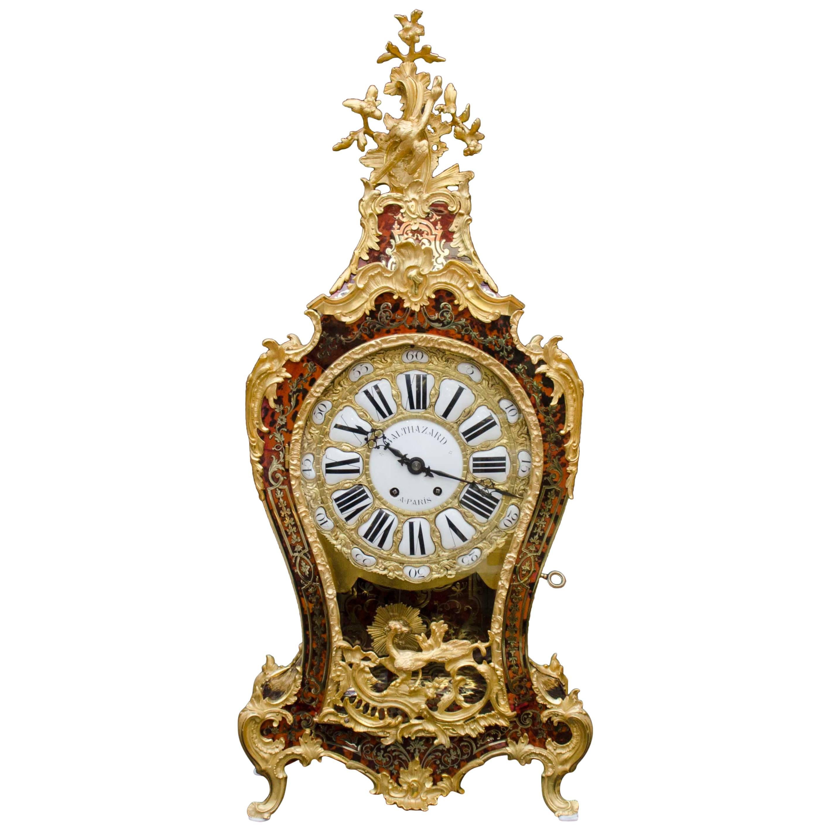 Red Boulle Marquetry Cartel Clock, Balthazar Paris, 19th Century For Sale