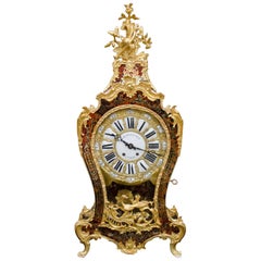Red Boulle Marquetry Cartel Clock, Balthazar Paris, 19th Century