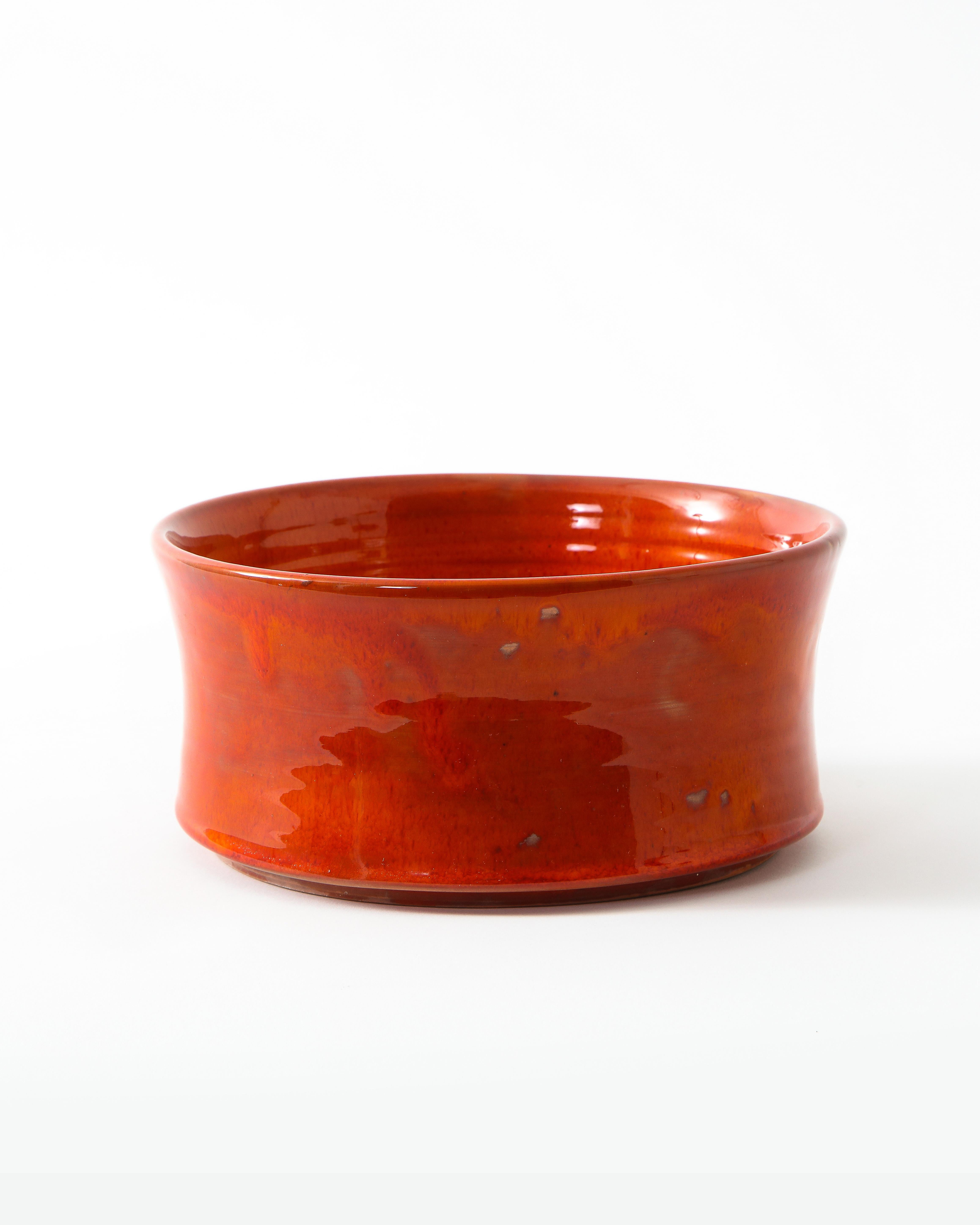 Ceramic Red Bowl by Robert and Jean Cloutier, France, 1970s For Sale