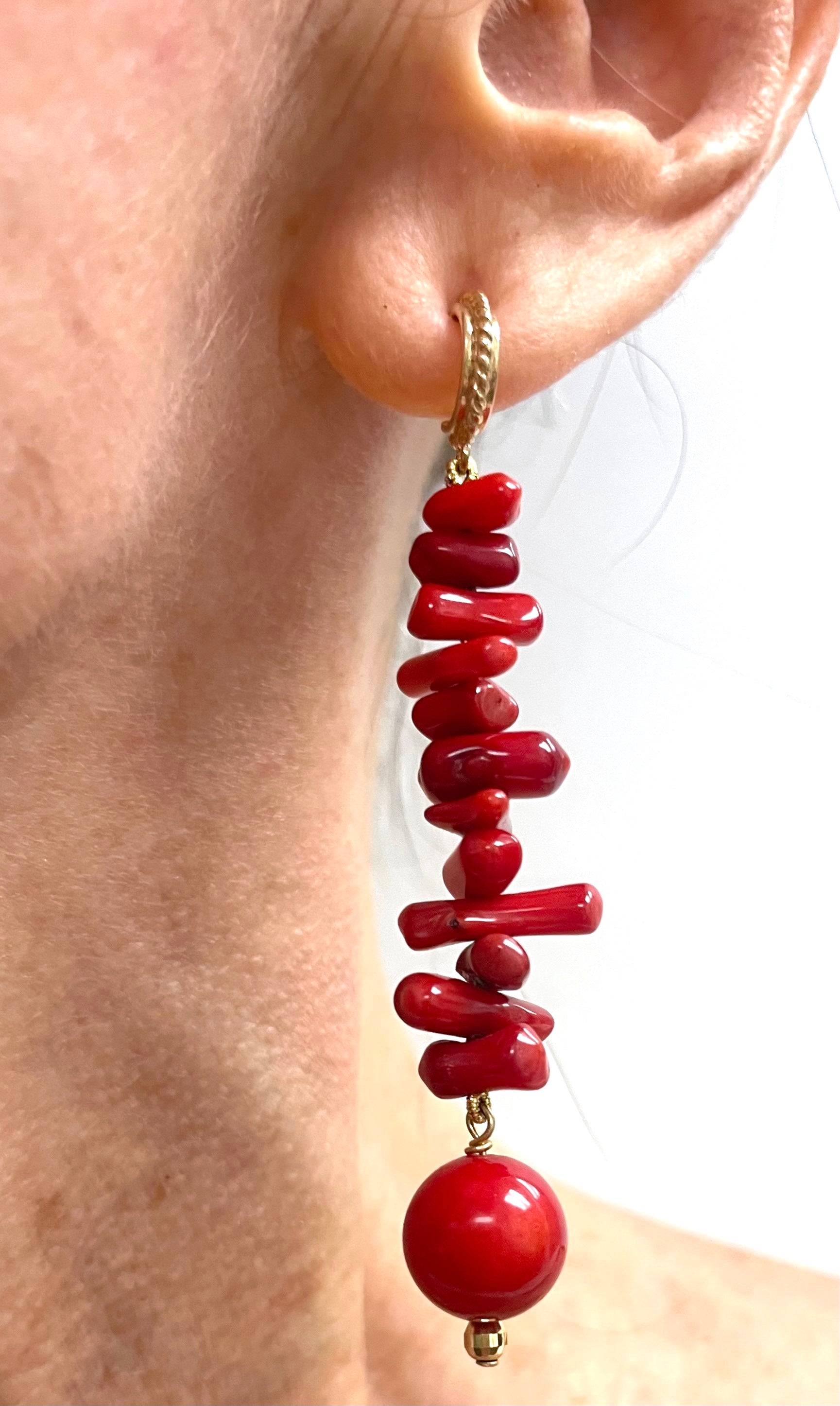 coral bead earrings